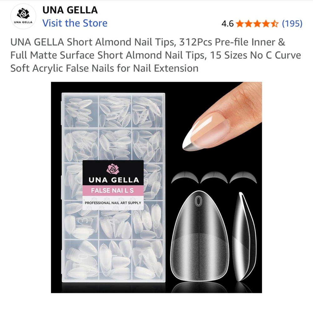 UNA GELLA Almond Nail Tips